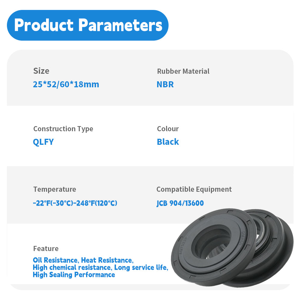 DMHUI AQ7523P Rotary Shaft Sealing Ring 25x52/60x18mm - QLFY Type NBR Rubber 01033115B 904/13600 Roller Shaft Oil Seals