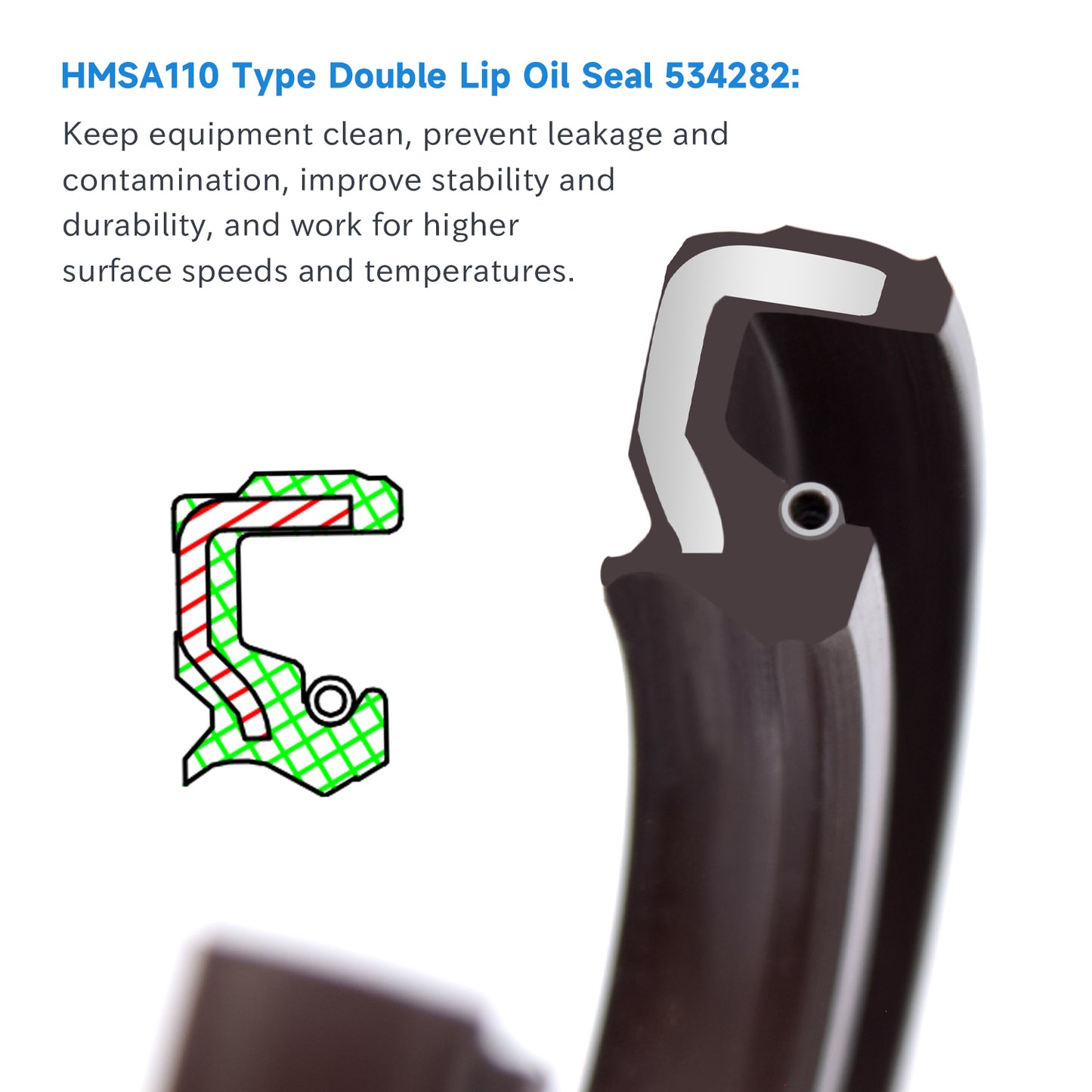 HMSA110 Type FKM Hydraulic Pump Metric Oil Seal 25.38x44.42x7.16mm, Radial shaft Double Lip Oil Seal 534282 for PVQ40, PVE19 Pump