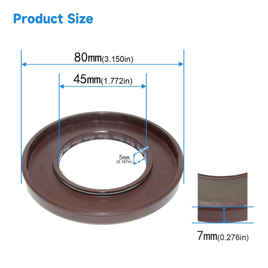 BAFSL1SF Type FKM Hydraulic Pump Metric Oil Seal 45X80X7/5mm, High Pressure Radial Shaft Double Lip Oil Seal for Rexroth A4V(T) G71 Pumps(One Piece)