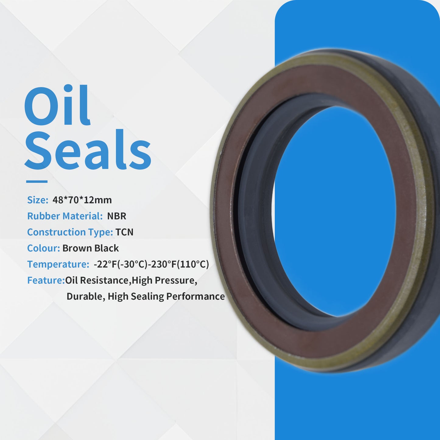 AP2791G Radial Shaft Seal Ring 48x70x12mm - TCN Type NBR Hydraulic Pump Motor Metric Oil Seals with Triple Skeletons