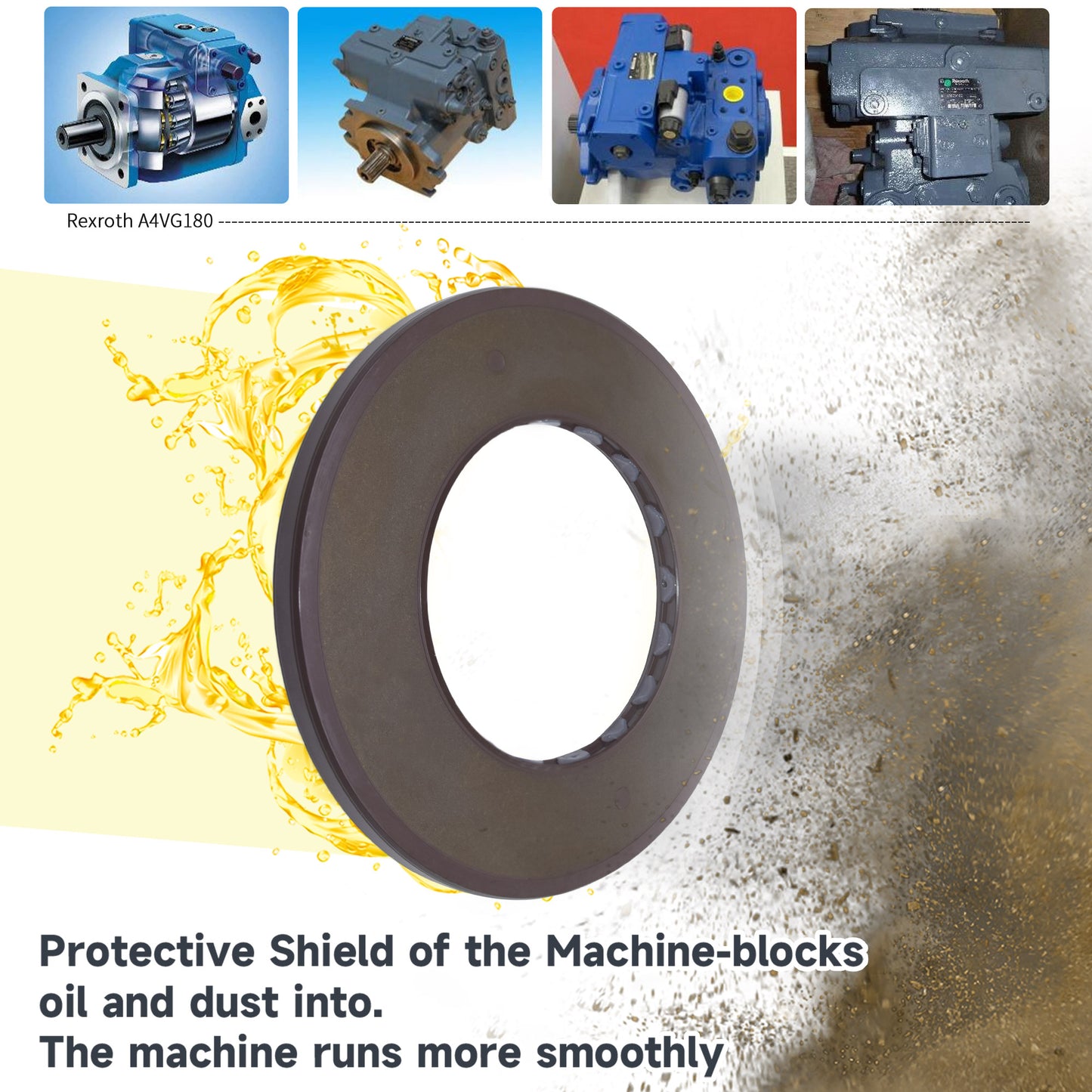 High Pressure Rotary Shaft Oil Seals 60x106x7mm, BABSL10FX2 Type FKM Double Lip Hydraulic Axial Piston Pump Seals for Rexroth A4VG180 Pump
