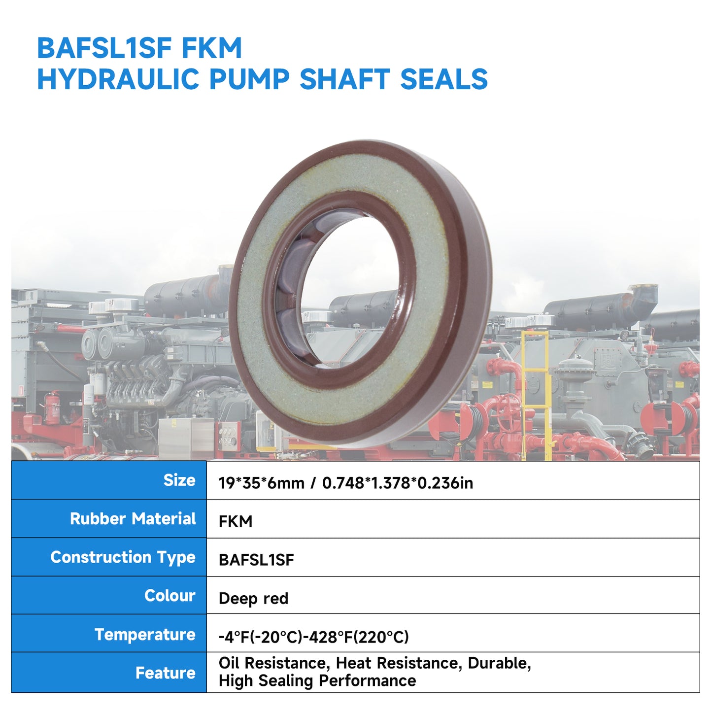 BAFSL1SF Type FKM Hydraulic Pump Metric Oil Seal 19X35X6mm, Radial Shaft Double Lip Oil Seal(One Piece)