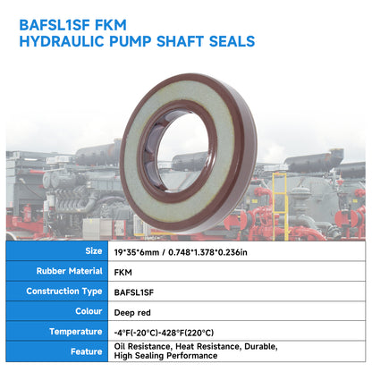 BAFSL1SF Type FKM Hydraulic Pump Metric Oil Seal 19X35X6mm, Radial Shaft Double Lip Oil Seal(One Piece)