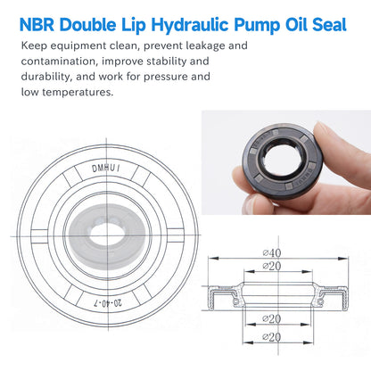 High Pressure VRZ0 53100 Oil Seal 20x40x7mm, TCV Type NBR Rotary Shaft Double Lip Seal for Hydraulic Pump Motor