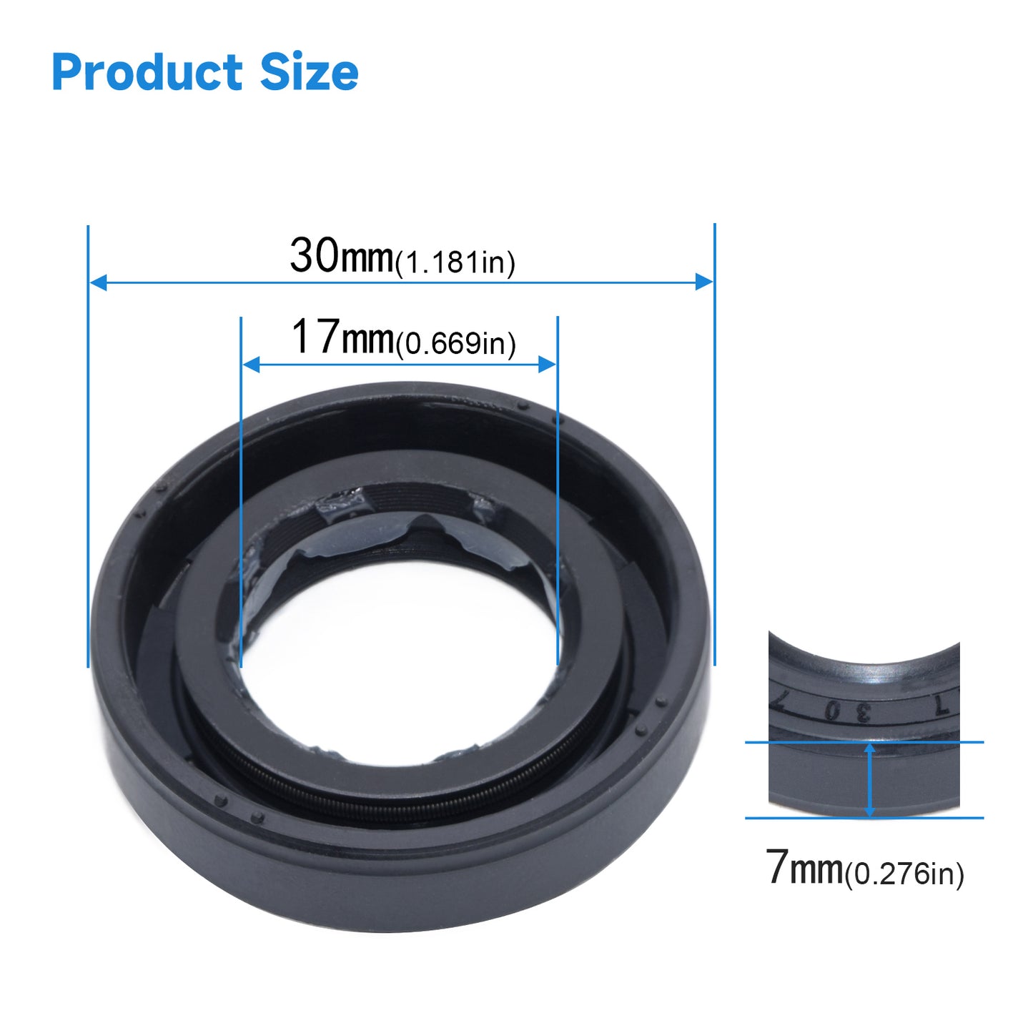 High Pressure Oil Seal 17x30x7mm, TCV Type NBR Rubber Rotary Shaft Double Lip Seal for Hydraulic Pump Motor