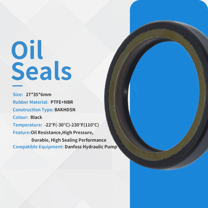 DMHUI High Pressure Oil Seal 27x35x6mm BAKHDSN Type PTFE NBR Rubber Material – Danfoss Hydraulic Pump Parts Shaft Seal 27-35-6