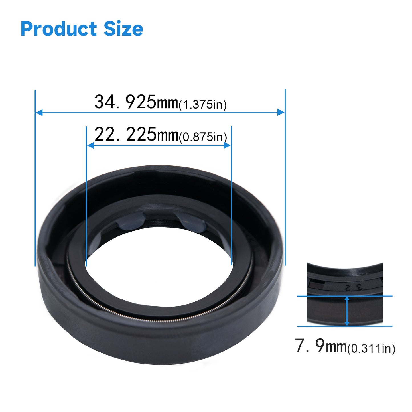 16253-14-NC High Pressure Oil Seal 22.225x34.925x7.9mm, TCV Type NBR Rotary Shaft Double Lip Seal for Hydraulic Pump Motor