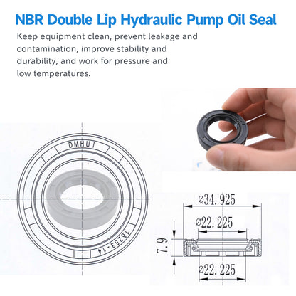 16253-14-NC High Pressure Oil Seal 22.225x34.925x7.9mm, TCV Type NBR Rotary Shaft Double Lip Seal for Hydraulic Pump Motor