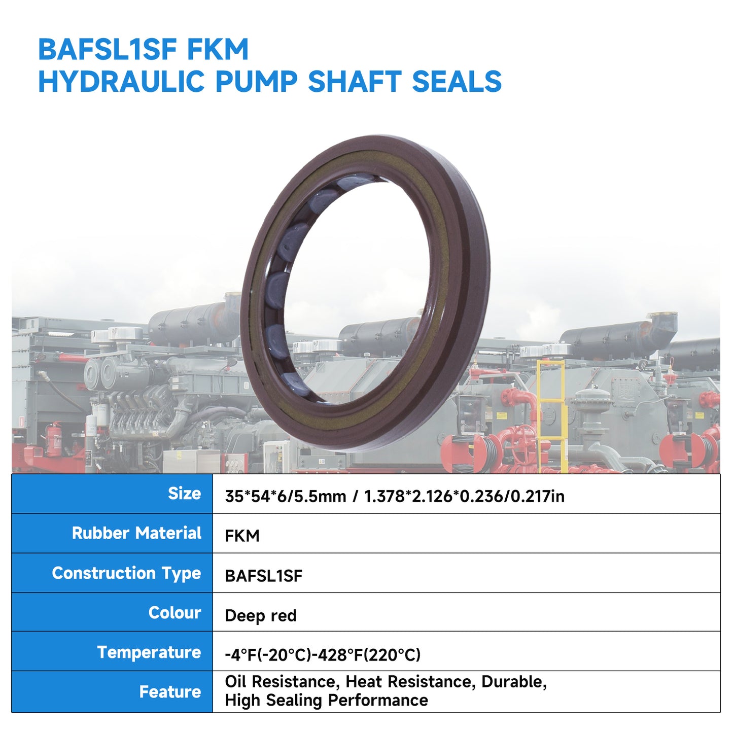 BAFSL1SF Type FKM Hydraulic Pump Metric Oil Seal 35x47x6mm, High Pressure Radial Shaft Double Lip Seal(One Piece)