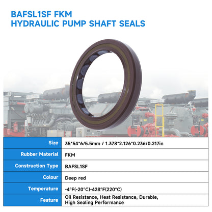 BAFSL1SF Type FKM Hydraulic Pump Metric Oil Seal 35x47x6mm, High Pressure Radial Shaft Double Lip Seal(One Piece)