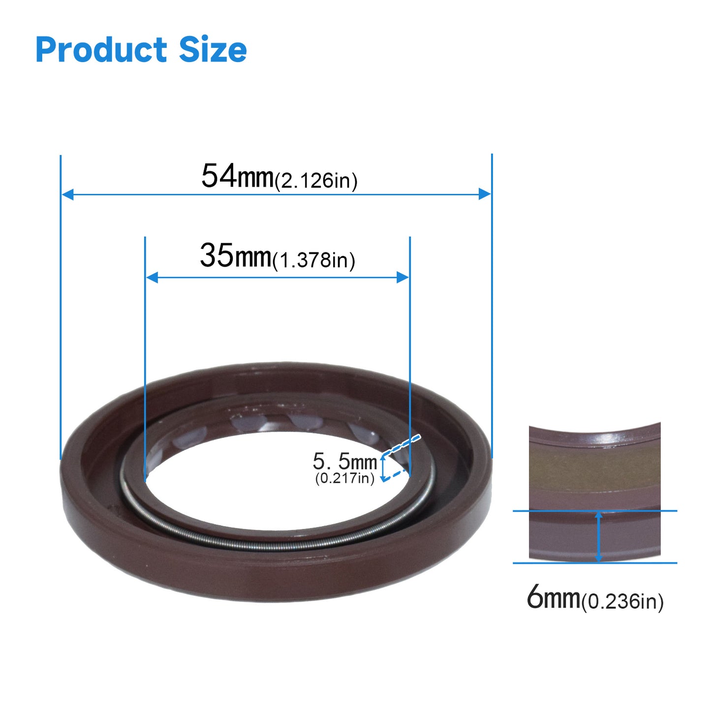 BAFSL1SF Type FKM Hydraulic Pump Metric Oil Seal 35x54x6/5.5mm, High Pressure Radial Shaft Double Lip Oil Seal for Rexroth A4VG28 Pumps(One Piece)