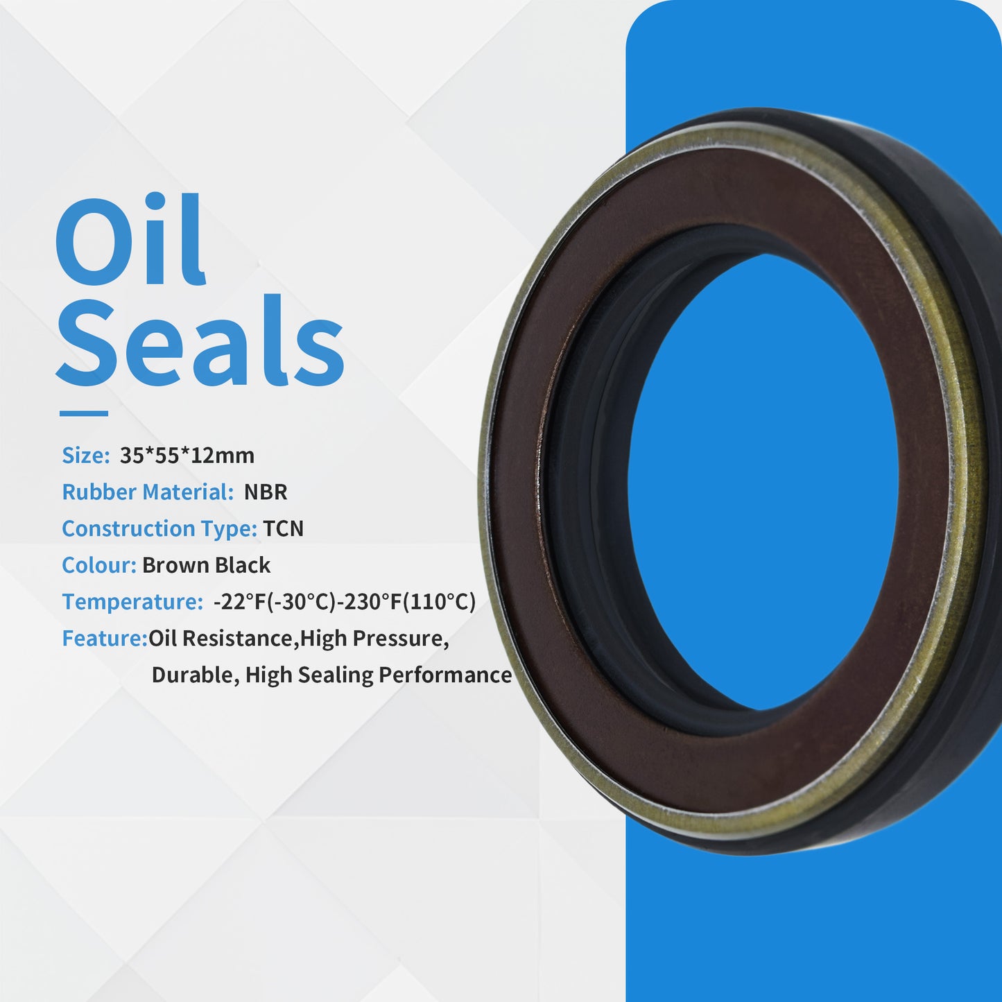 DMHUI High Pressure AP2086F Oil Seal 35x55x12mm TCN Type - Rotary Shaft NBR Rubber Lip Metric Sealing Ring with Triple Skeletons