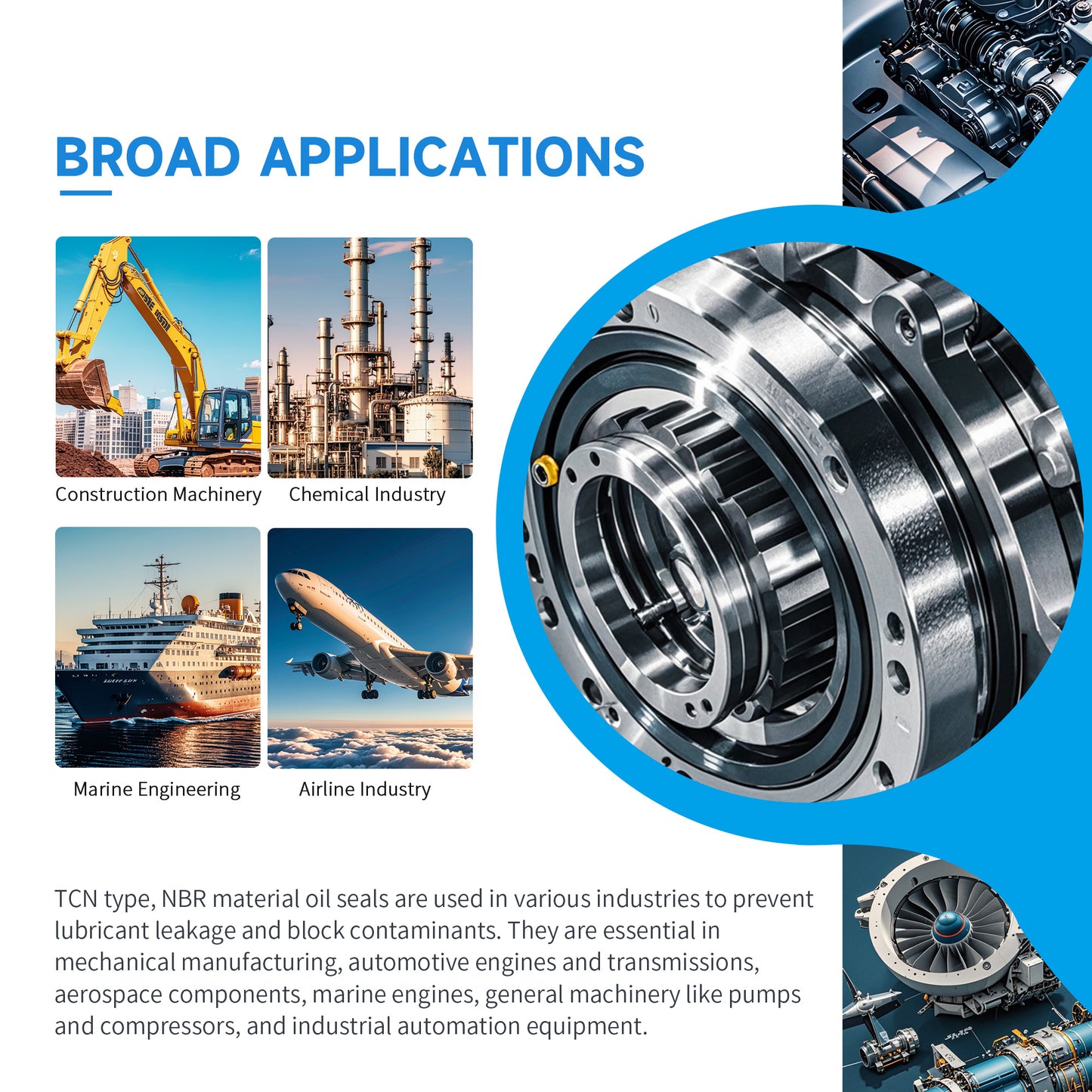 DMHUI High Pressure AP2086F Oil Seal 35x55x12mm TCN Type - Rotary Shaft NBR Rubber Lip Metric Sealing Ring with Triple Skeletons