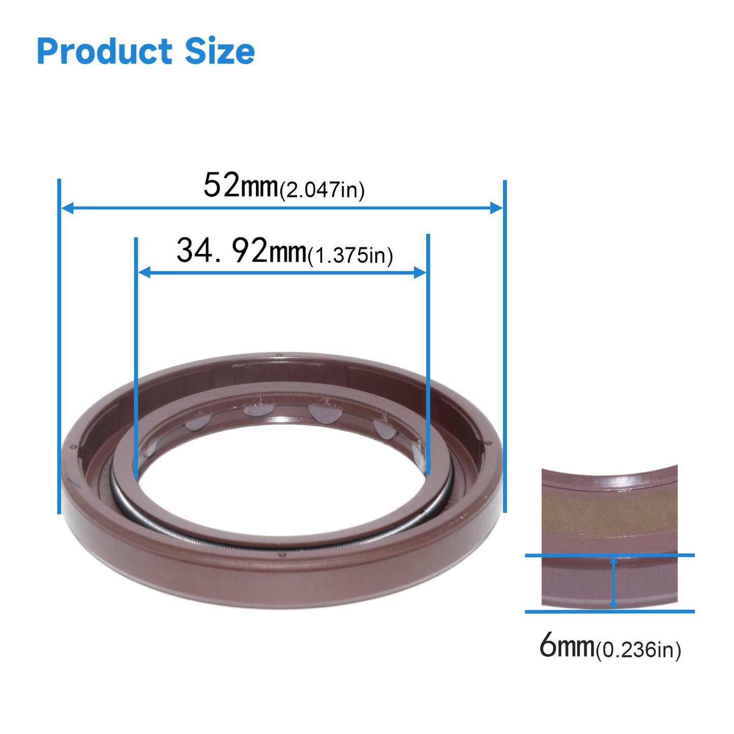 BAFSL1SF Type FKM Hydraulic Pump Metric Oil Seal 34.92X52X6mm, Radial Shaft Double Lip Oil Seal for Sauer 90R55 Motor(One Piece)