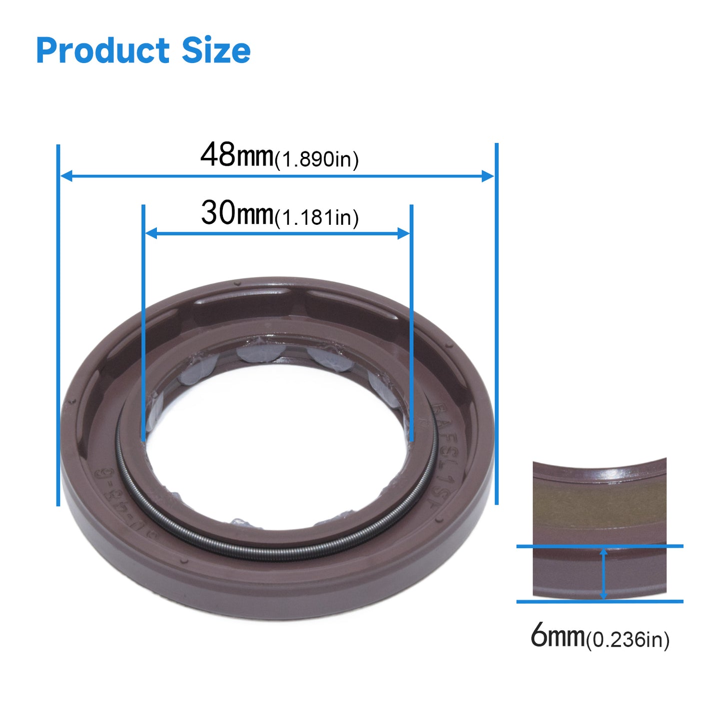 BAFSL1SF Type FKM Hydraulic Pump Metric Oil Seal 30X48X6mm, Radial Shaft Double Lip Oil Seal for Rexroth A10VG16, A10VG18 Pump(One Piece)