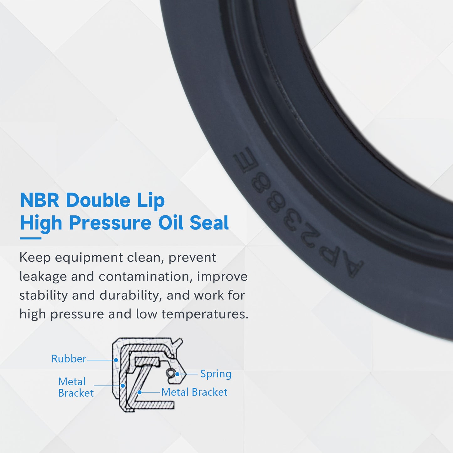 High Pressure Radial Shaft TCN Type Seal 40x62x11mm, Rotary Shaft Hydraulic Pump Excavator NBR Metric AP2388E Oil Seals with Triple Skeletons for Kawasaki K3V112, NV80 Pump