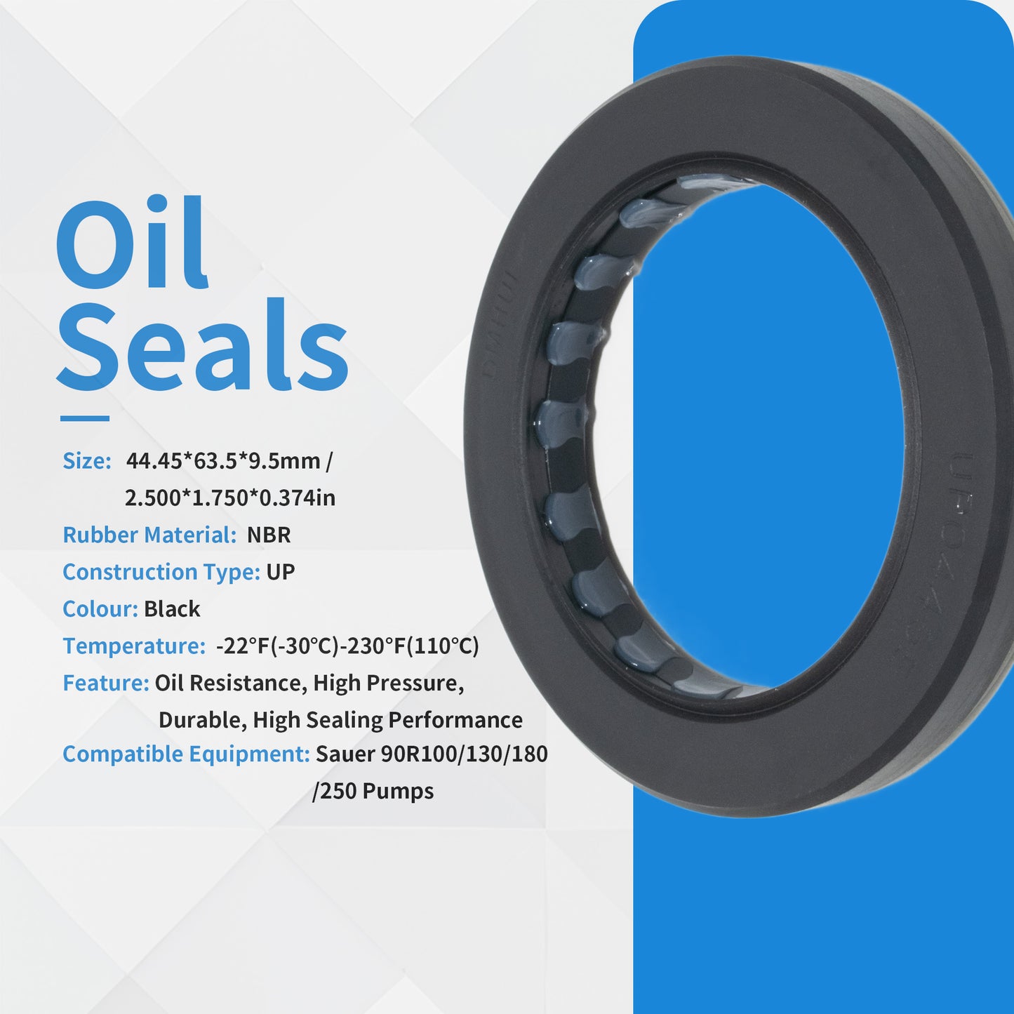 DMHUI High Pressure UP0445E Oil Seal 44.45x63.5x9.5mm UP Type NBR Rubber – Shaft Grease Seal for Sauer 90R100/130/180/250 Pump