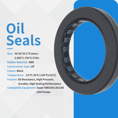 DMHUI High Pressure UP0445E Oil Seal 44.45x63.5x9.5mm UP Type NBR Rubber – Shaft Grease Seal for Sauer 90R100/130/180/250 Pump