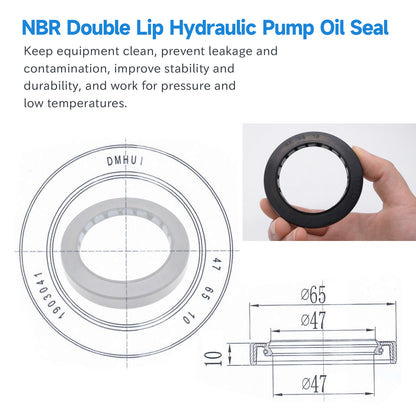 High Pressure Oil Seal 47x65x10mm, TCV Type NBR Radial Shaft Double Lip Seal for Hydraulic Pump Motor