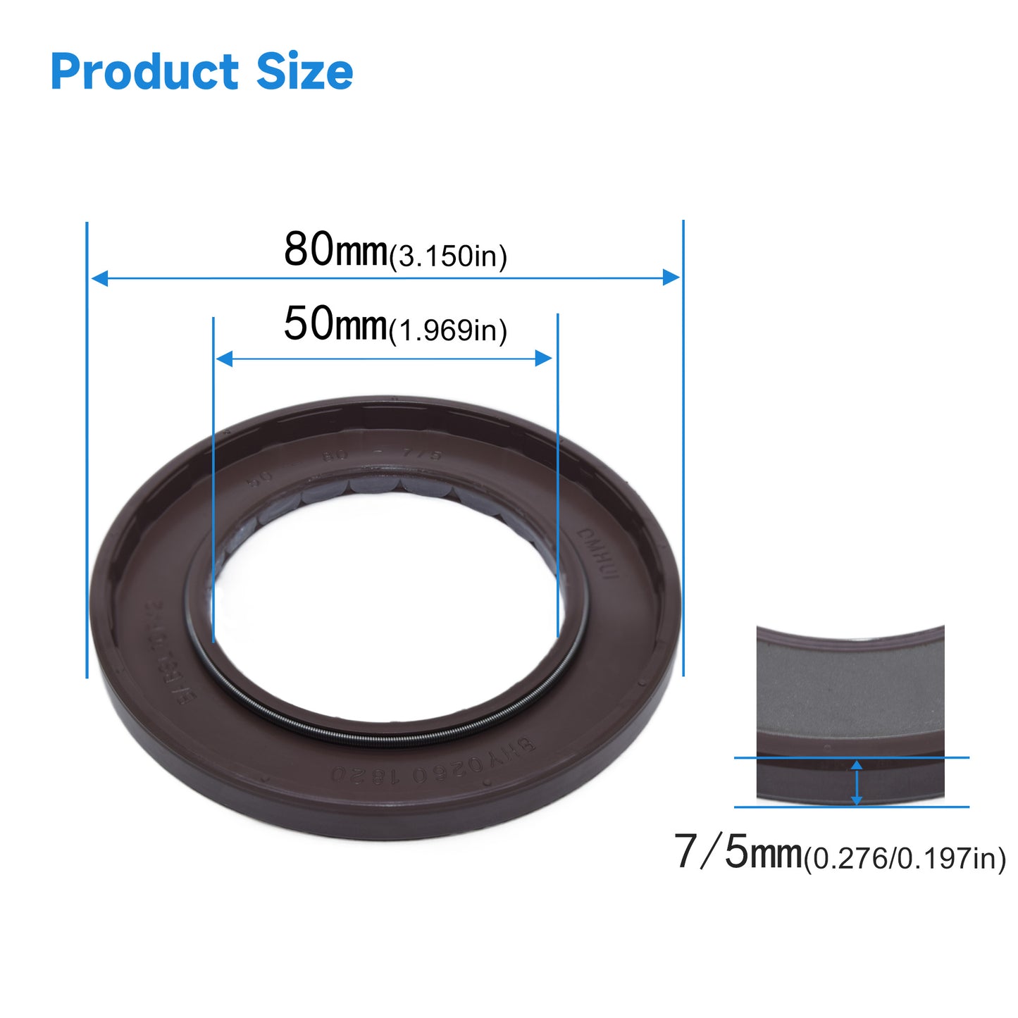 High Pressure Rotary Shaft Oil Seals 50x80x7/5mm, BABSL10FX2 Type FKM Double Lip Hydraulic Axial Piston Pump Seals for Rexroth A4V(T) G90, A4VG105 Pump