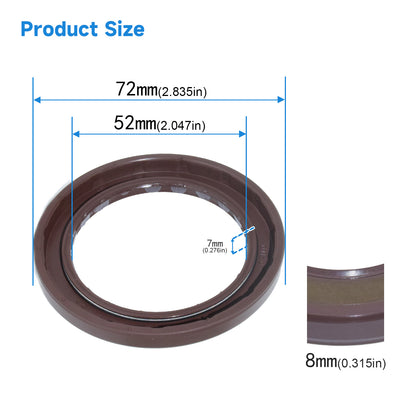 BAFSL1SF Type FKM Hydraulic Pump Metric Oil Seal 52x72x7/8mm, High Pressure Radial Shaft Double Lip Oil Seal for Rexroth A8VO107 Pumps(One Piece)