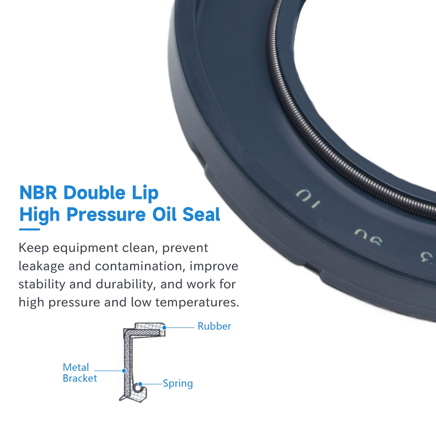 DMHUI High Pressure Rotary Shaft Oil Seals 53x90x10mm for Hydraulic Pump and Motor - TCN Type NBR Rubber Shaft Grease Seal