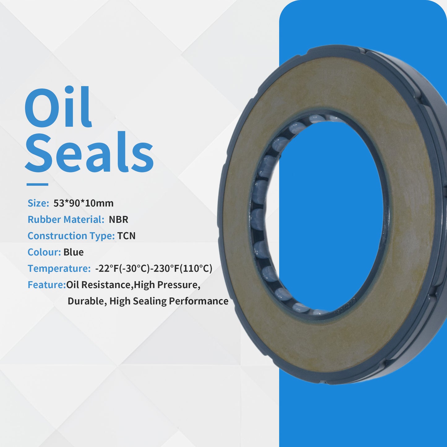 DMHUI High Pressure Rotary Shaft Oil Seals 53x90x10mm for Hydraulic Pump and Motor - TCN Type NBR Rubber Shaft Grease Seal