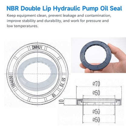 High Pressure TCV Oil Seal 50x70x10mm, NBR Material Radial Shaft Double Lip Seal for Hydraulic Pump Motor