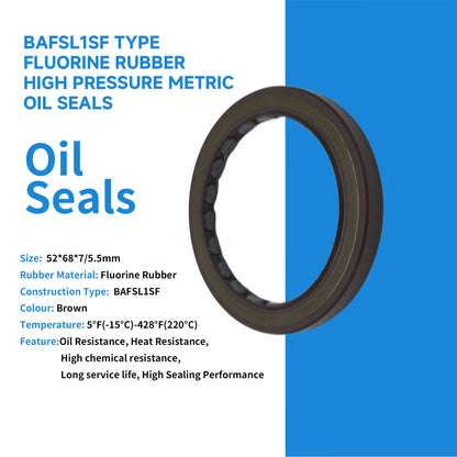 BAFSL1SF Type FKM Hydraulic Pump Metric Oil Seal 52x68x7/5.5mm, Radial Shaft Double Lip Oil Seal for A8VO140 Pump