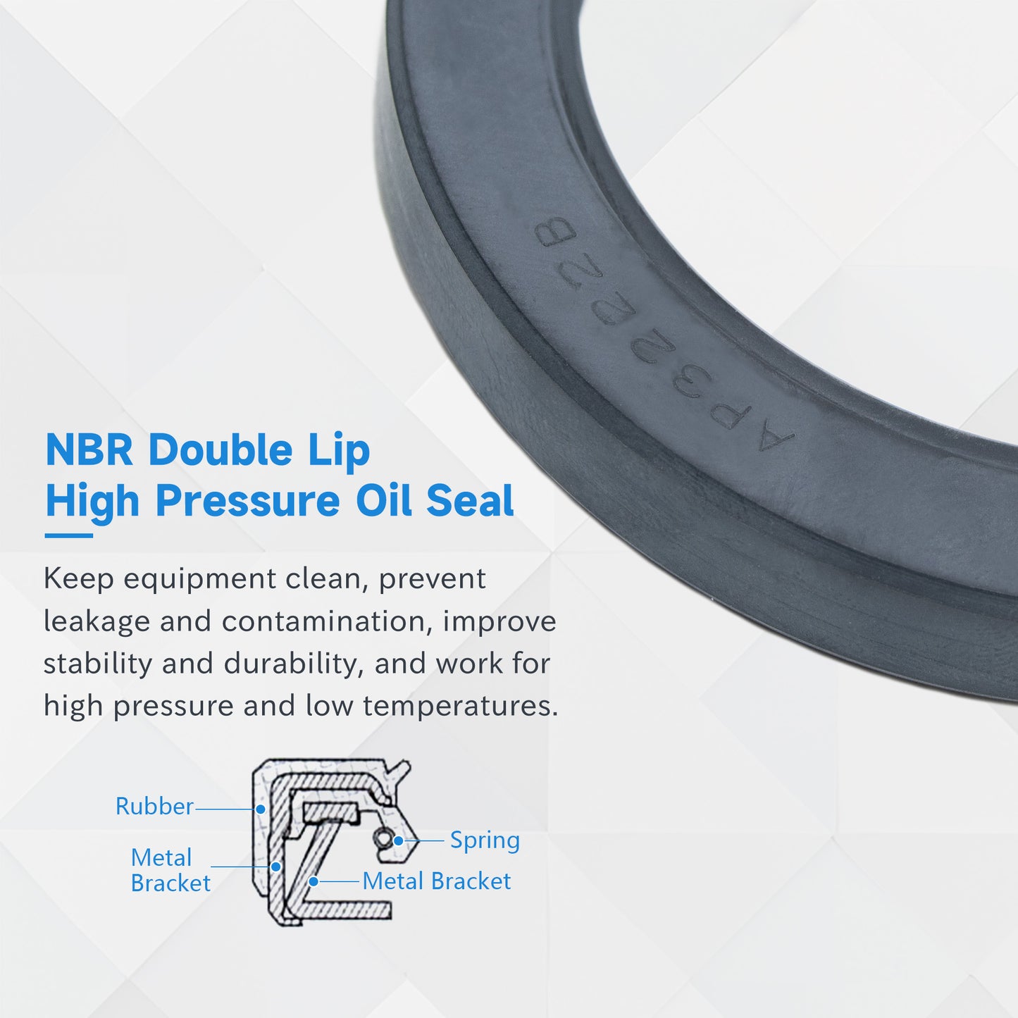 High Pressure Radial Shaft TCN Type Seal 60x82x12mm, Rotary Shaft Hydraulic Pump Motor NBR Metric AP3222B Oil Seals with Triple Skeletons