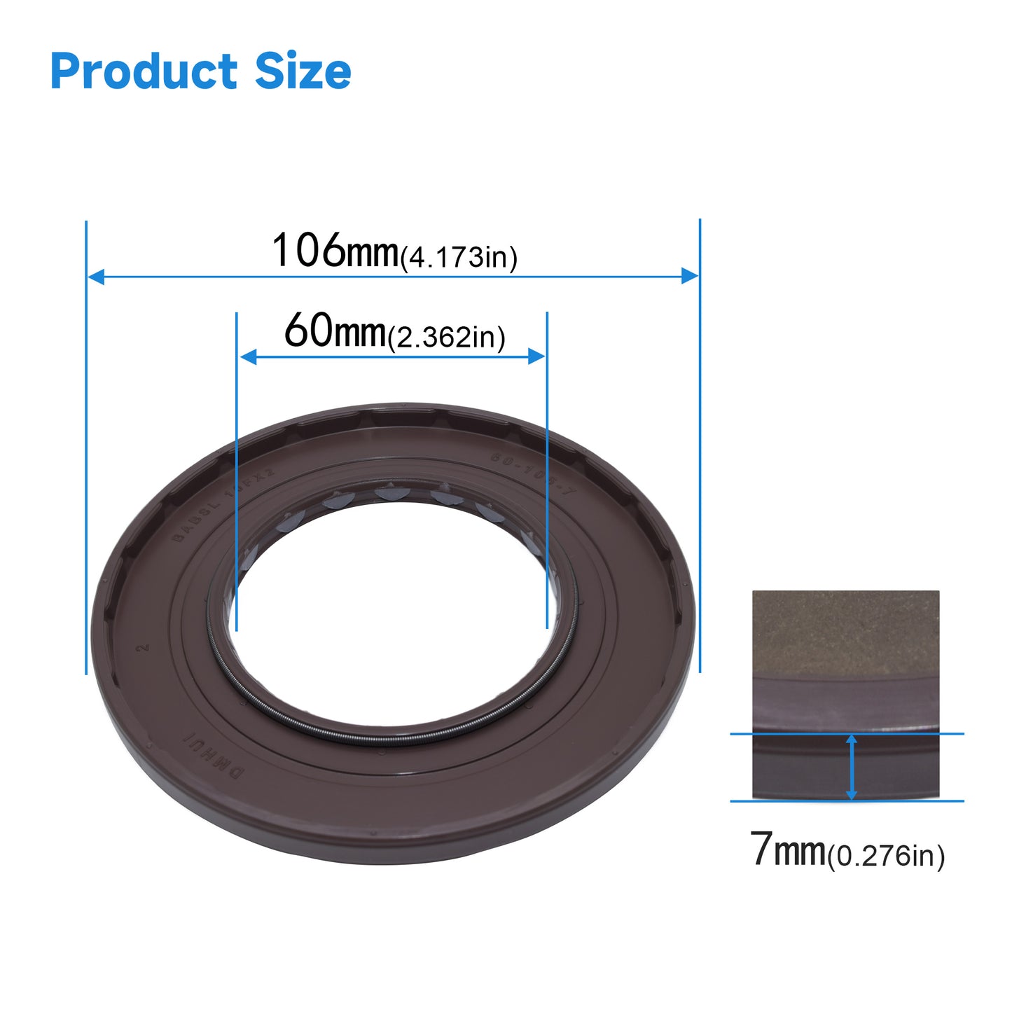 High Pressure Rotary Shaft Oil Seals 60x106x7mm, BABSL10FX2 Type FKM Double Lip Hydraulic Axial Piston Pump Seals for Rexroth A4VG180 Pump