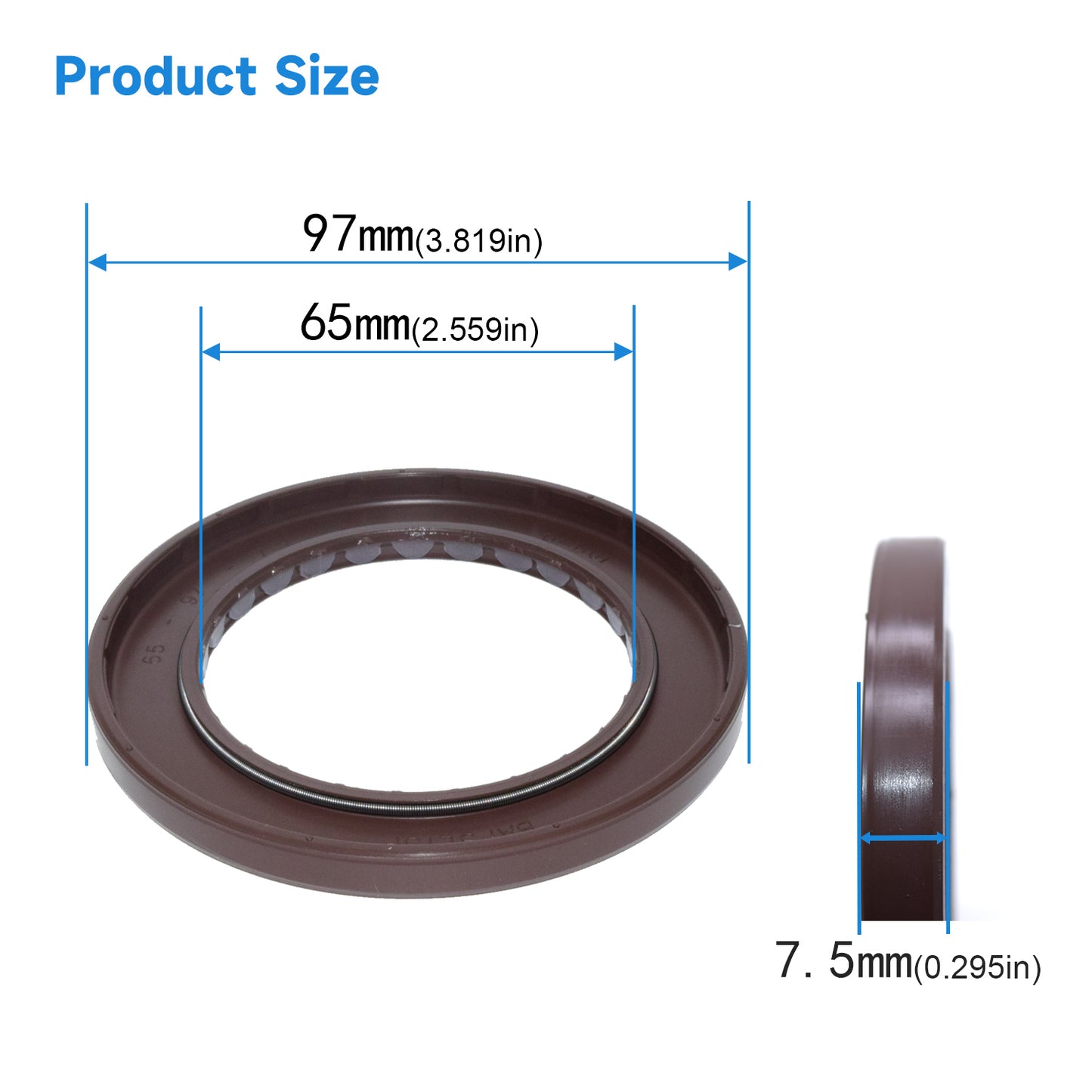 BAFSL1SF Type FKM Hydraulic Pump Metric Oil Seal 65x97x7.5mm, High Pressure Radial Shaft Double Lip Oil Seal for Sauer PV23 Pumps(One Piece)