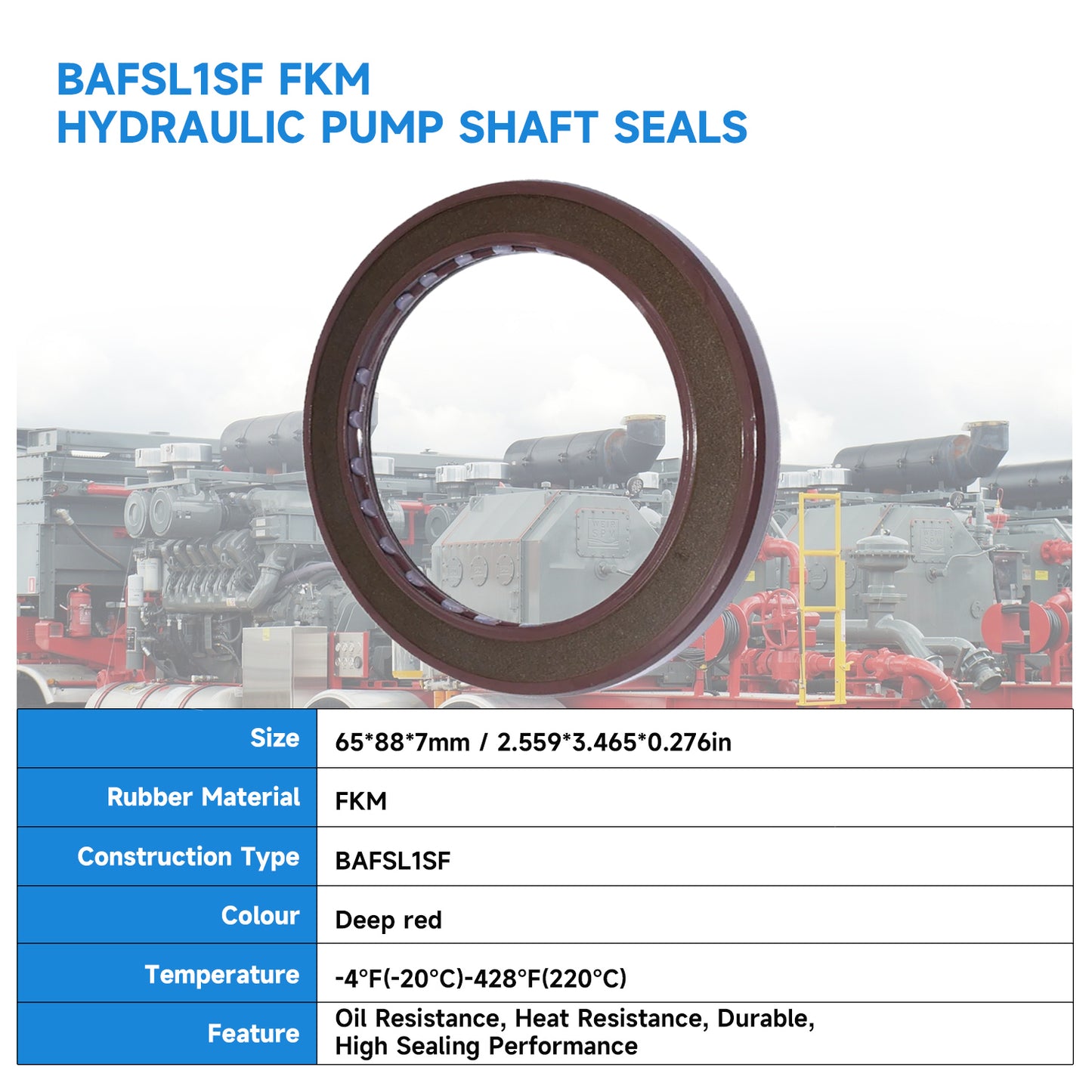 BAFSL1SF Type FKM Hydraulic Pump Metric Oil Seal 65x88x7mm, Radial Shaft Double Lip High Pressure Oil Seal(One Piece)