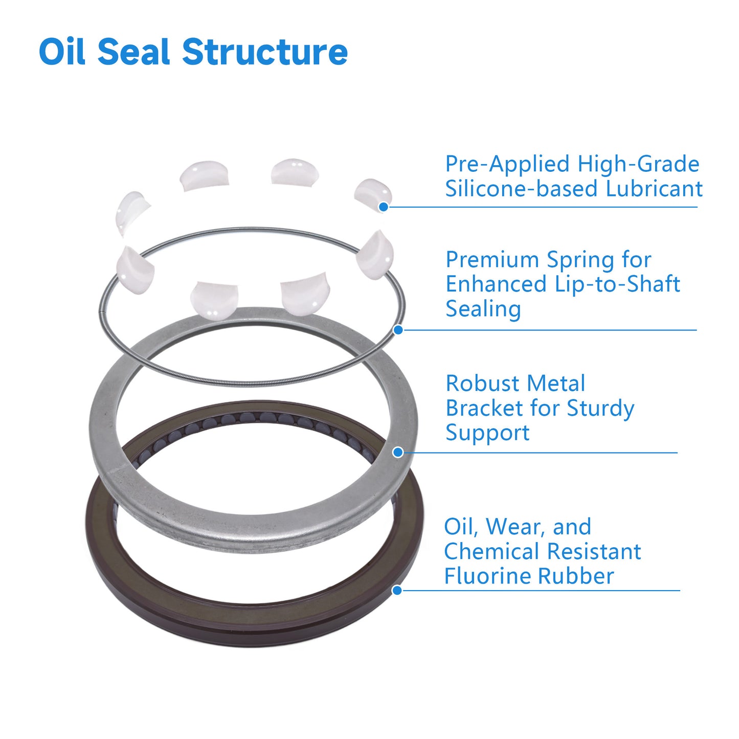 High Pressure Rotary Shaft Oil Seals 100x120x8mm, BABSL10FX2 Type FKM Double Lip Hydraulic Piston Pump Seals for Rexroth A2F500 Pump