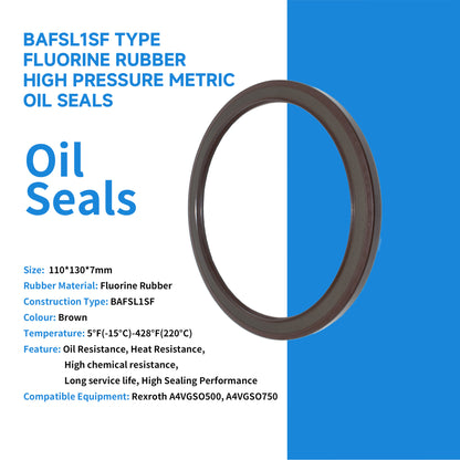 BAFSL1SF Type FKM Hydraulic Pump Metric Oil Seal 110x130x7mm, Radial Shaft Double Lip Oil Seal for Rexroth A4VGSO500 Pump