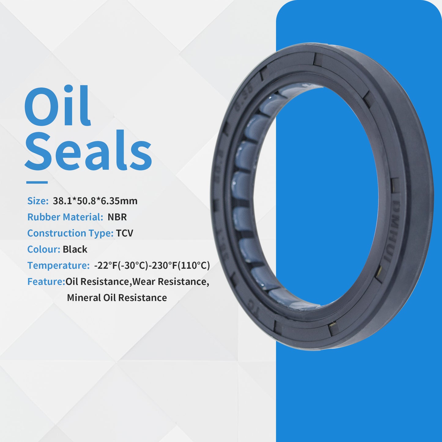DMHUI TCV High-Pressure Hydraulic Pump Oil Seal 38.1x50.8x6.35mm (1.5"x2"x0.25") - ISO9001 Certified for Extreme-Duty Performance